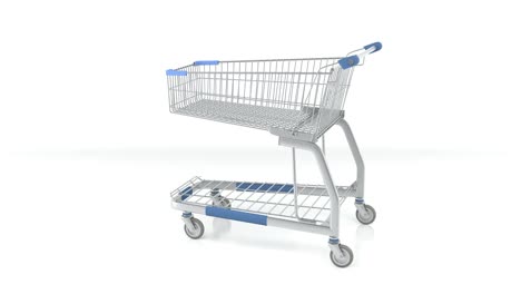 rotated shopping cart on white background