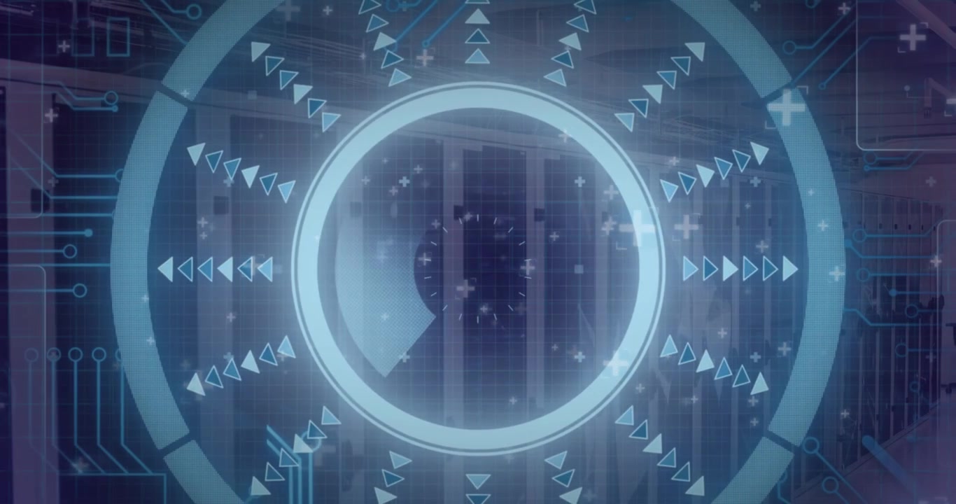 Animation of data processing over server room