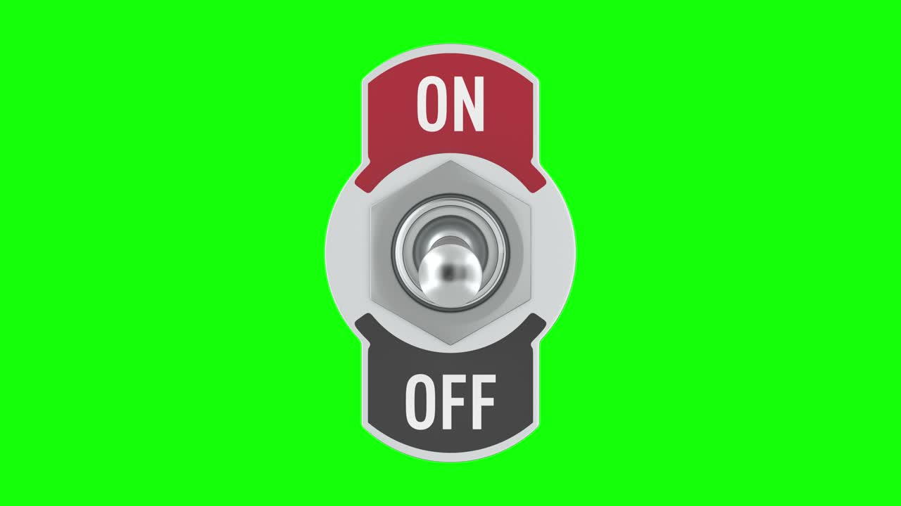 녹색 배경에서 전환 스위치. 고립된 3d 렌더링