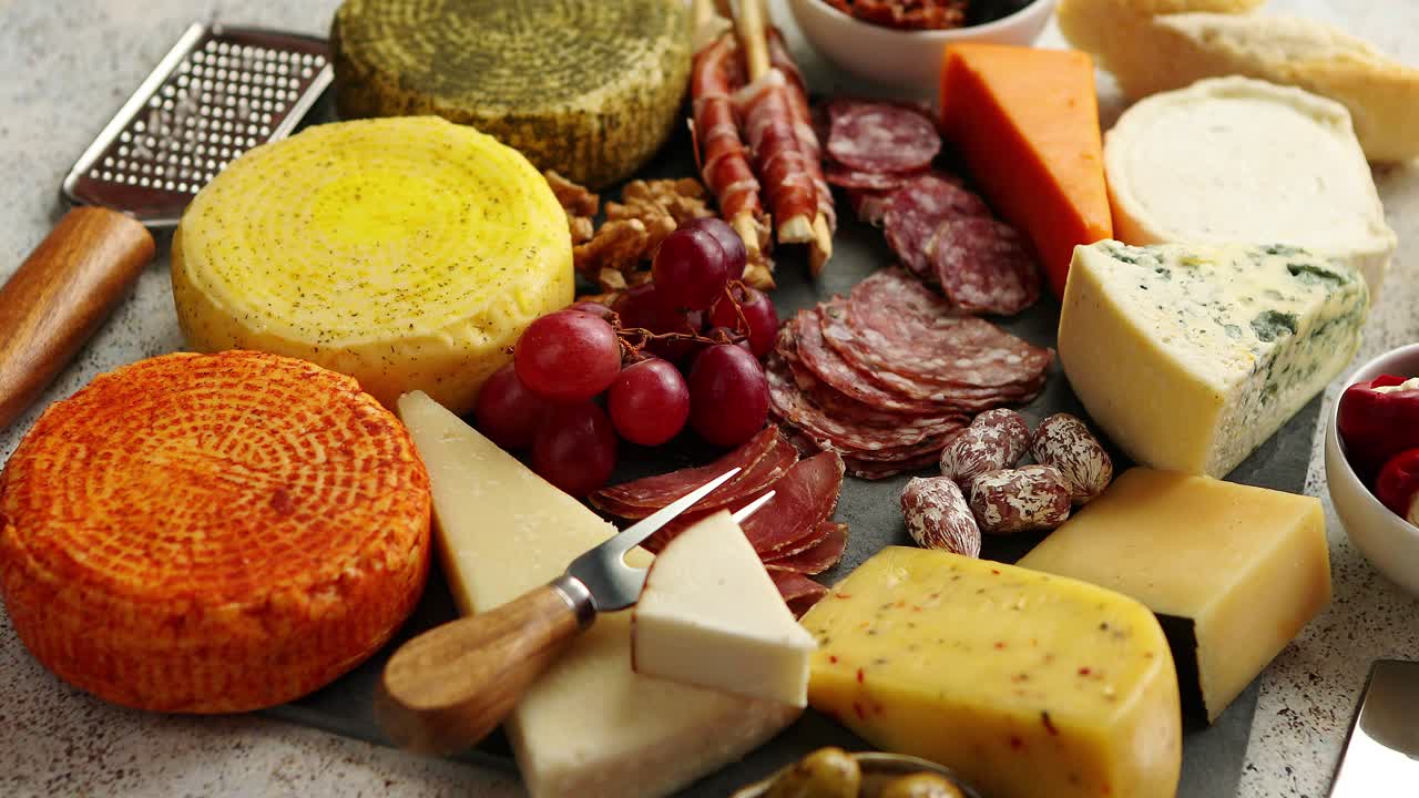 lækker blanding af forskellige snacks og appetizere