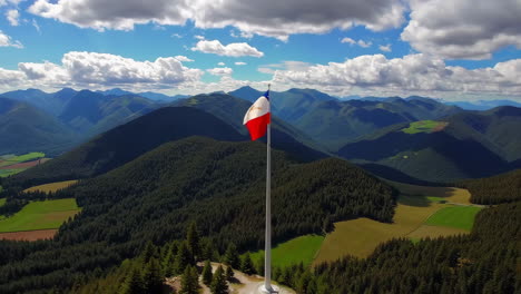 chilean flag on mountain peak