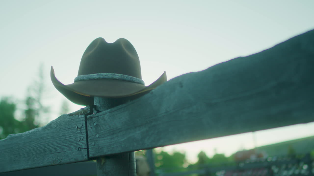 Cowboy Hat on Fence Post on Colorado Ranch
