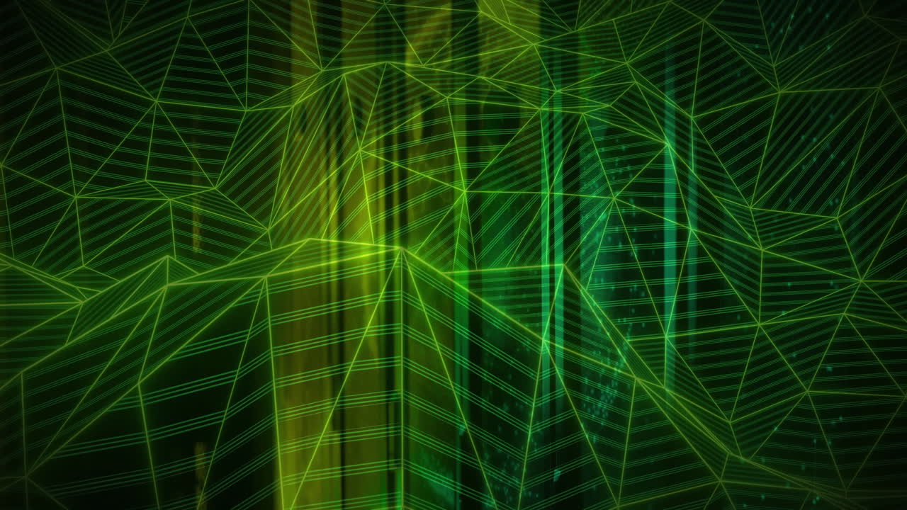 Forming abstract pattern, geometric green lines and shapes in animation