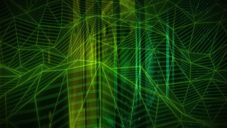 forming abstract pattern, geometric green lines and shapes in animation