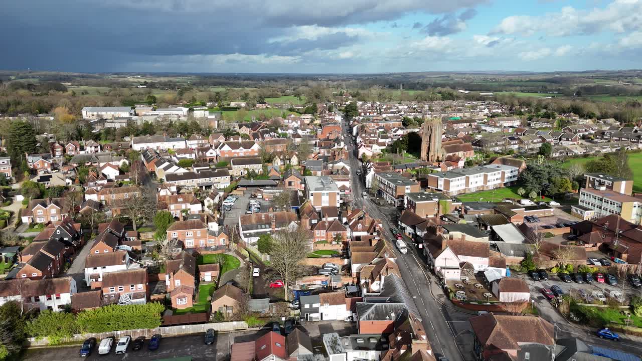 Ingatestone village Essex UK low Panning drone aerial