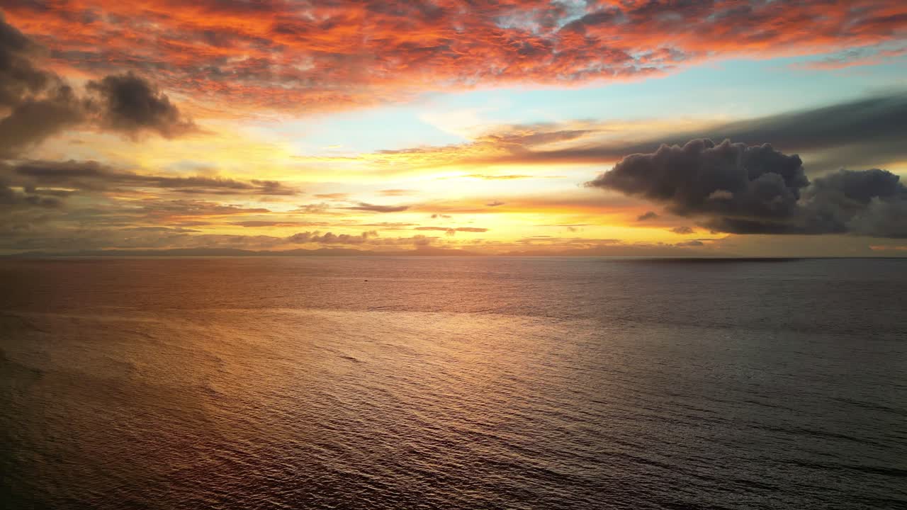 Dramatic sunset over the ocean in the Philippines