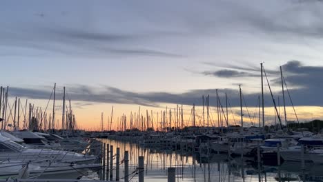 sunset at seaport in grand motte - montpellier, france