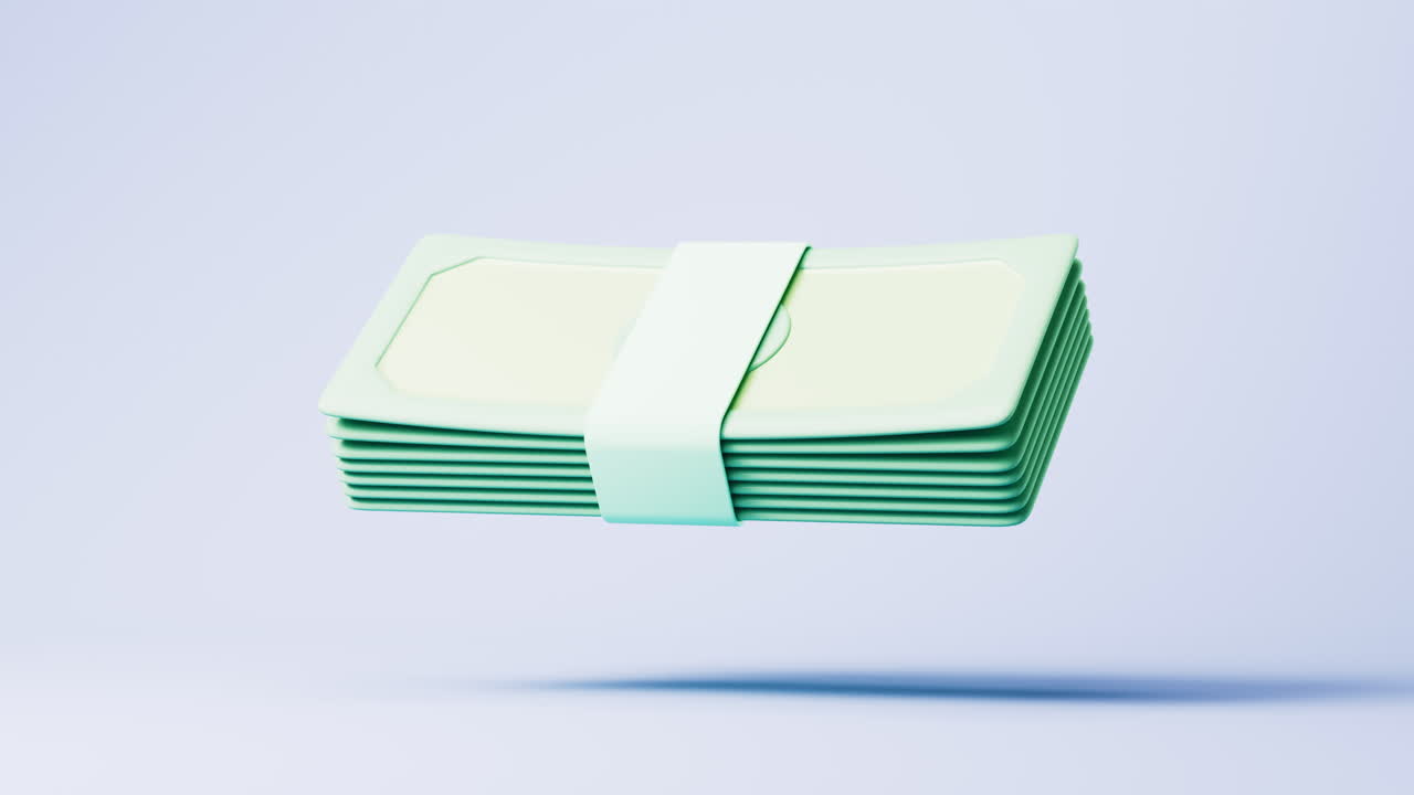 ロープアニメーション 紙幣の束 3dレンダリング