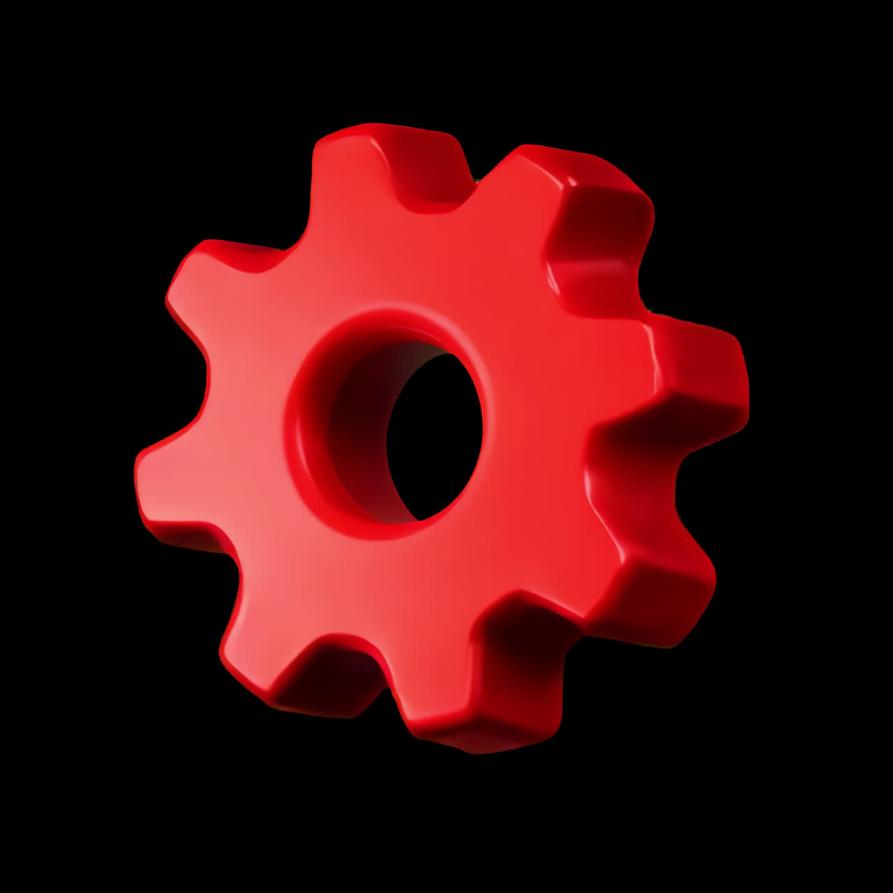 Red gear on yellow background animation isolated asset, transparent 4K video, alpha channel, ProRes