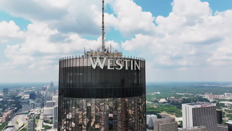 aerial shot of top part of modern hotel building