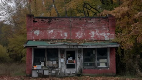 abandoned country store in autumn