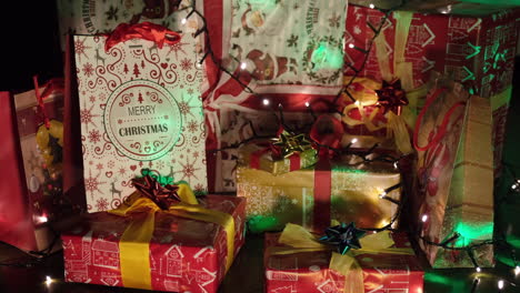 regalo de navidad en el salón de casa para la celebración de la noche de navidad