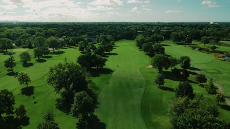 overview of beautiful wide green golf field, northbrook , illinois, chicago