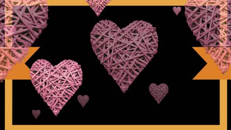 animación de corazones rosados moviéndose sobre un fondo negro