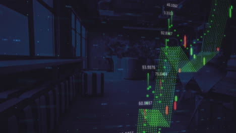 animación de las estadísticas y procesamiento de datos financieros en la oficina