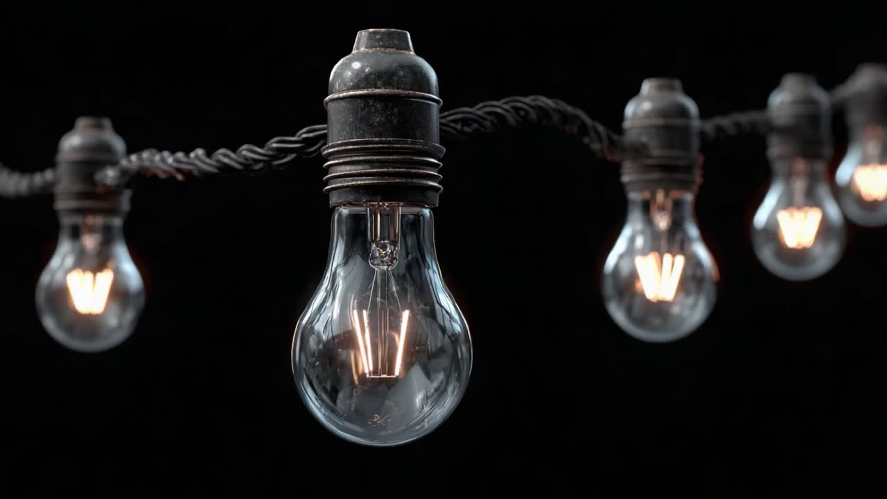 A Captivating Display of Vintage Light Bulbs Illuminating the Darkness, Creating an Inviting Atmosphere and Invoking Nostalgia in a Beautiful Setting