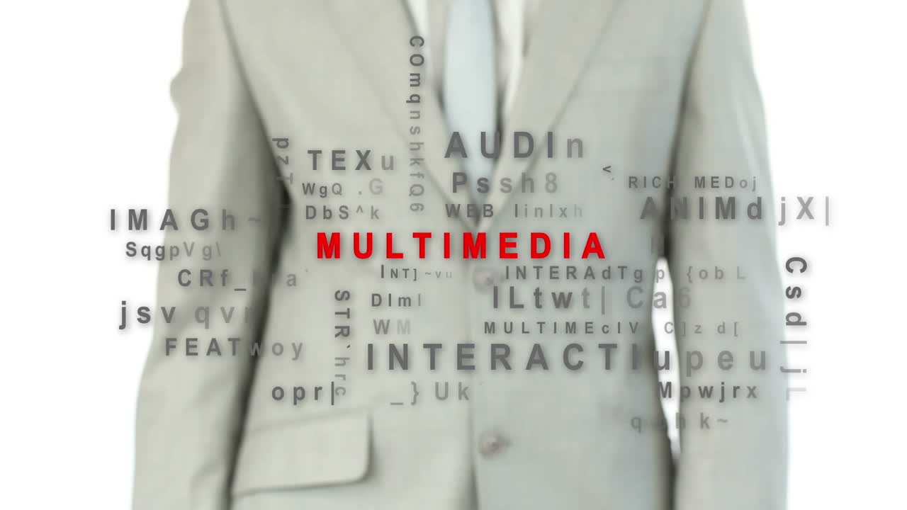 홀로그램 멀티미디어 버튼을 누르는 사람