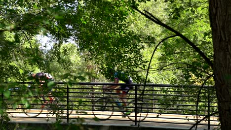 bike racers going through a trail during a bike race in boulder, colorado