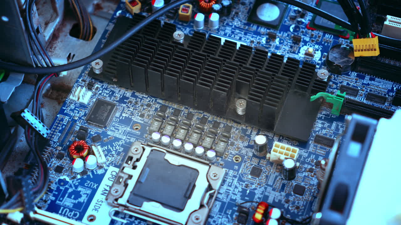 Mother Board of a Workstation Computer with Processors and Memory