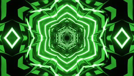 vj loop green neon kaleidoscope. seamless animation.