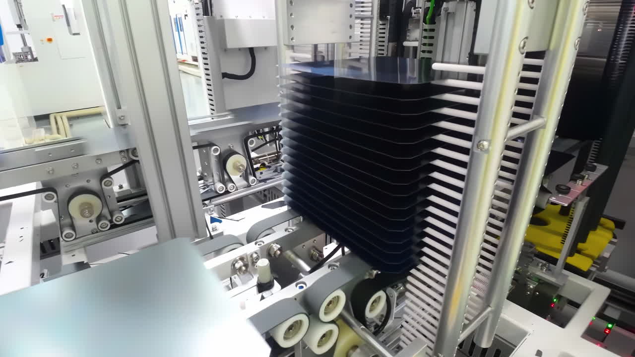 Automotive Industry high-tech production line modern manufacturing facility rows solar panels power generation photovoltaic Battery cells sustainable energy eco-friendly innovation Automotive Industry