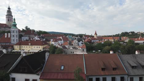 český krumlov in czechia, featuring its charming historic townscape with iconic rooftops and architecture