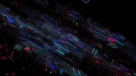 Seamless fly through of abstract circuitry with digital grid background