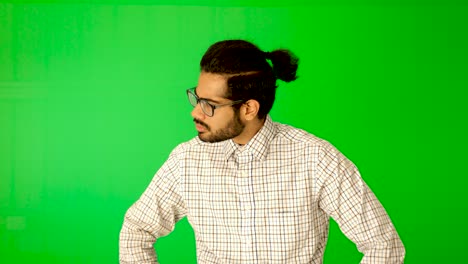 indian guy express emotion with green background green screen
