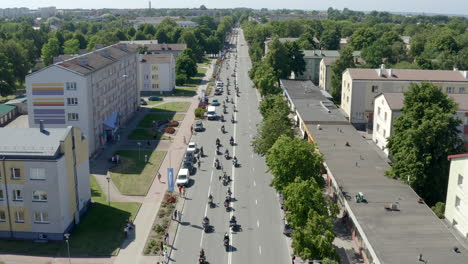 slow drone flight above city