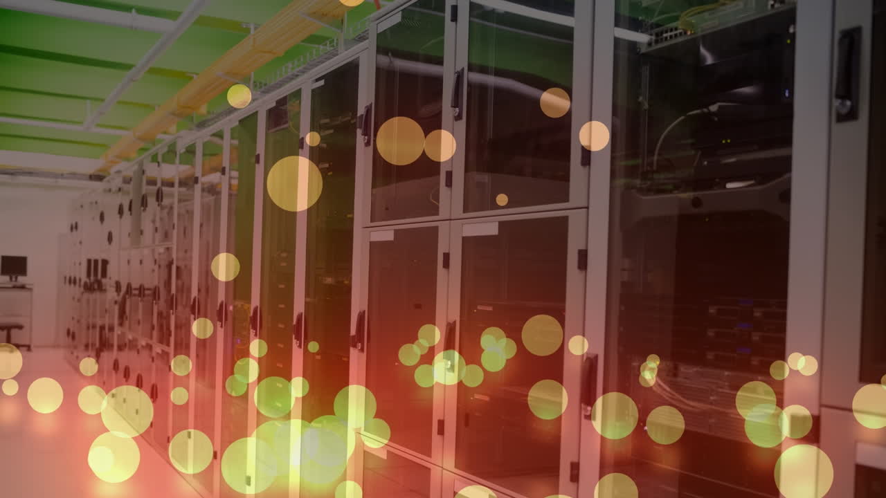 서버 위에 떠다니는 불과 점의 애니메이션