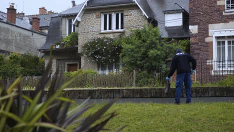 street cleaning in a european residential area