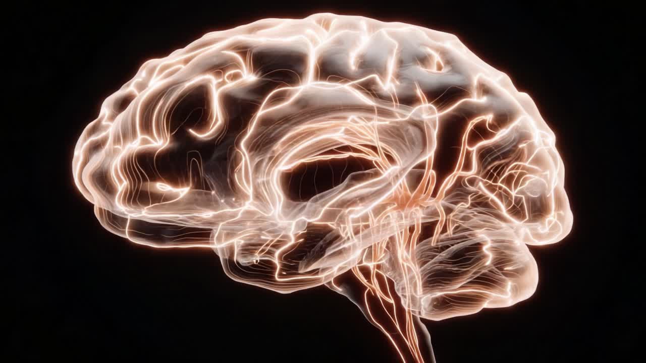 An Intricate Visualization of Brain Neural Activity: This Depiction Highlights the Complex Connections and Electrical Patterns that Facilitate Thought Processes and Cognitive Functions in the Human Mind