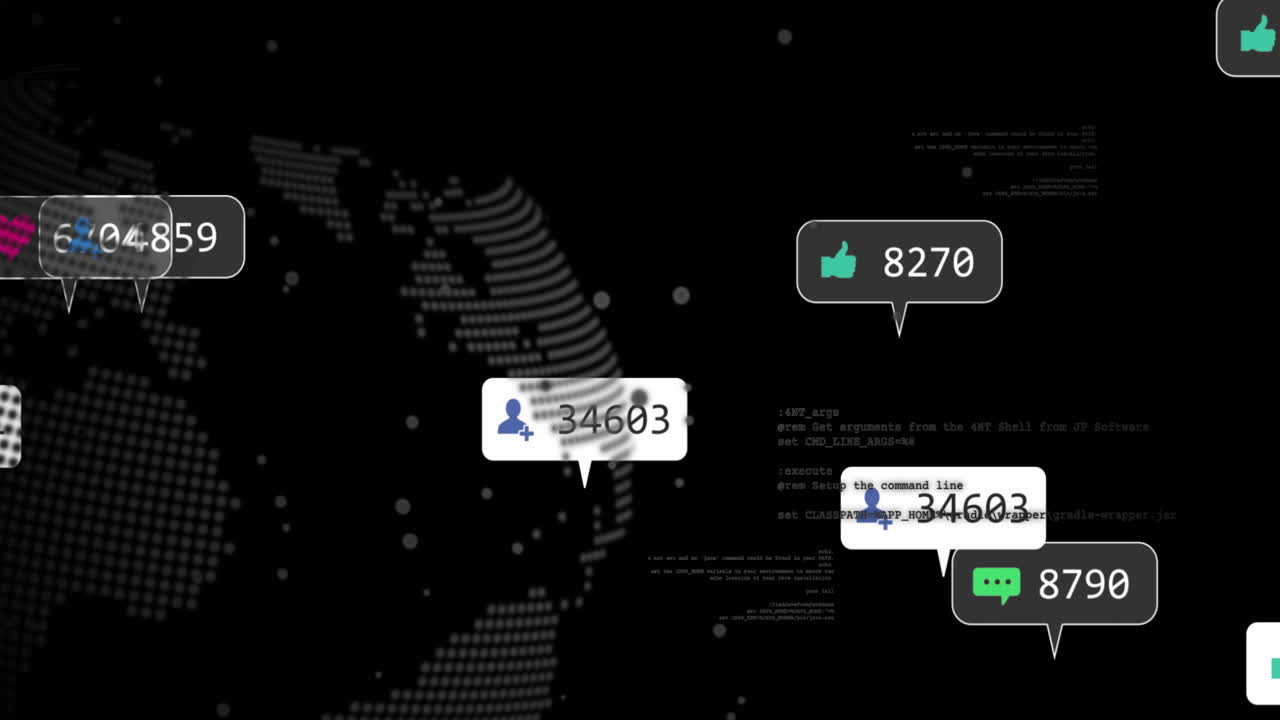 Animation of digital icons floating over globe with binary code in school