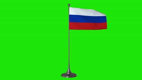 russia small flag fluttering on a flagpole. green screen background, 4k