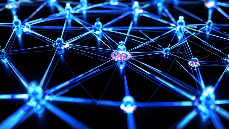 Abstract Digital Network Connection with Glowing Blue Nodes