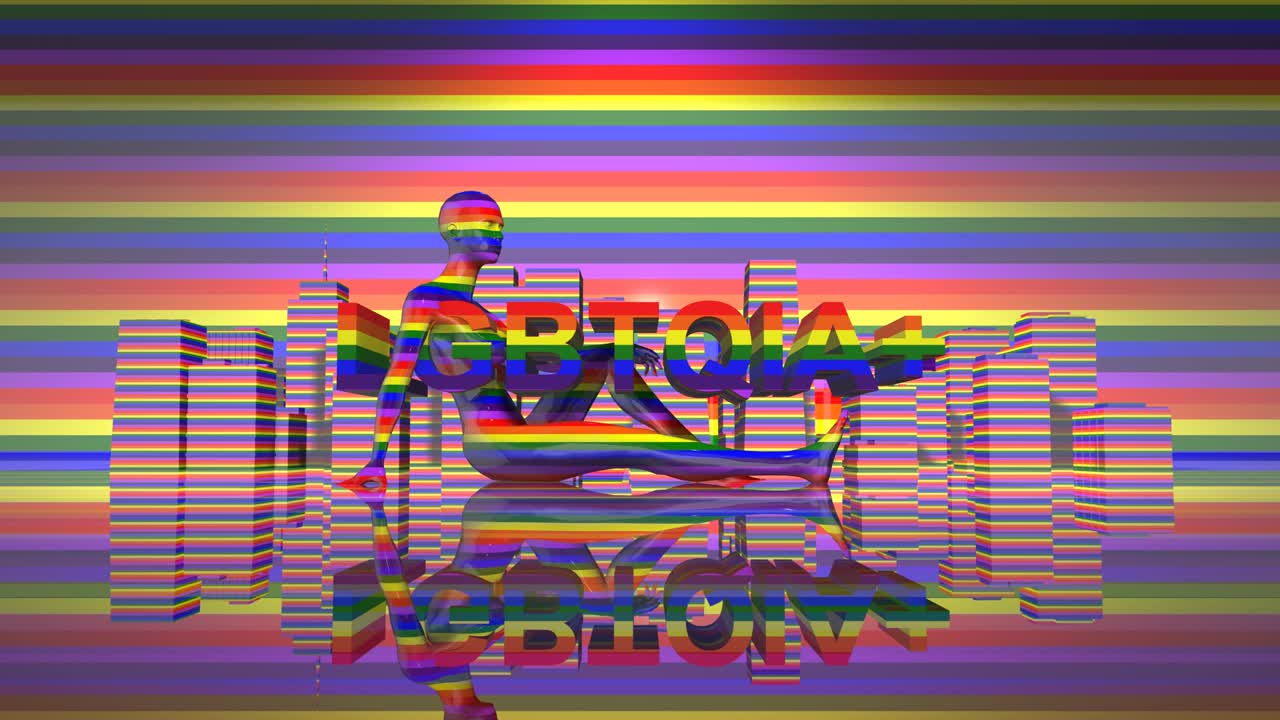 lgbtq + 커뮤니티 게이 자부심 lgbt 마디 그라스 그래픽 타이틀 3d 렌더링