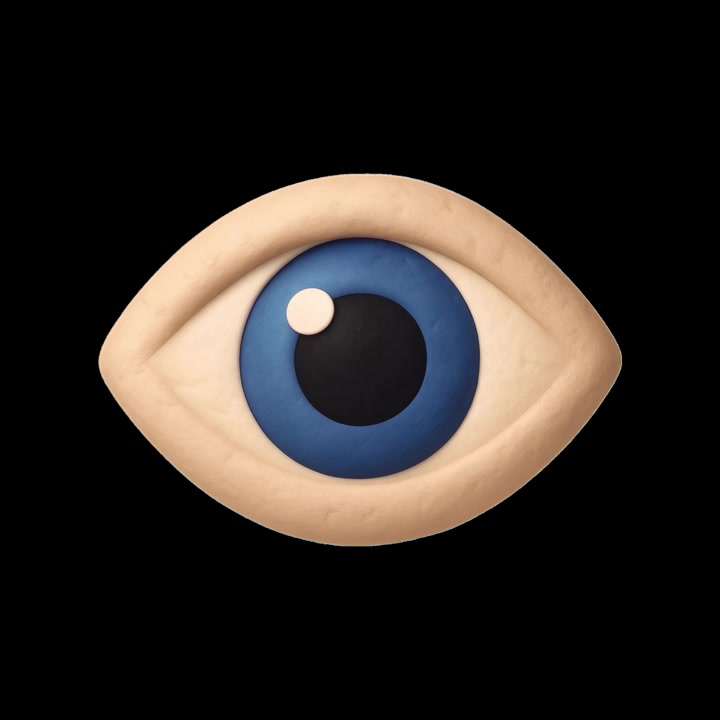 Claymation Style Eye Blinking on Black Background