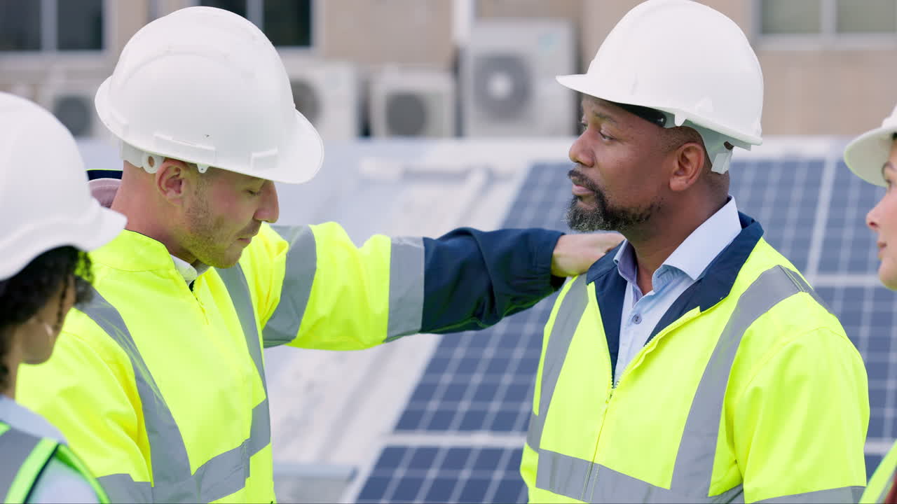 Engineering men, solar panels