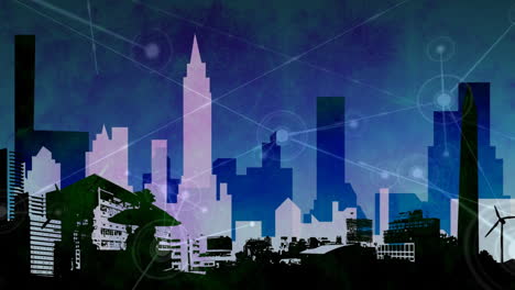 video animado del horizonte de la ciudad urbana