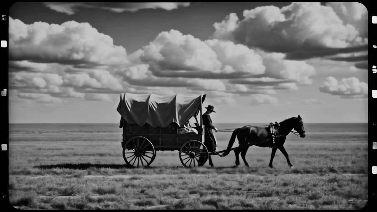 Pioneer Wagon Train in the American West
