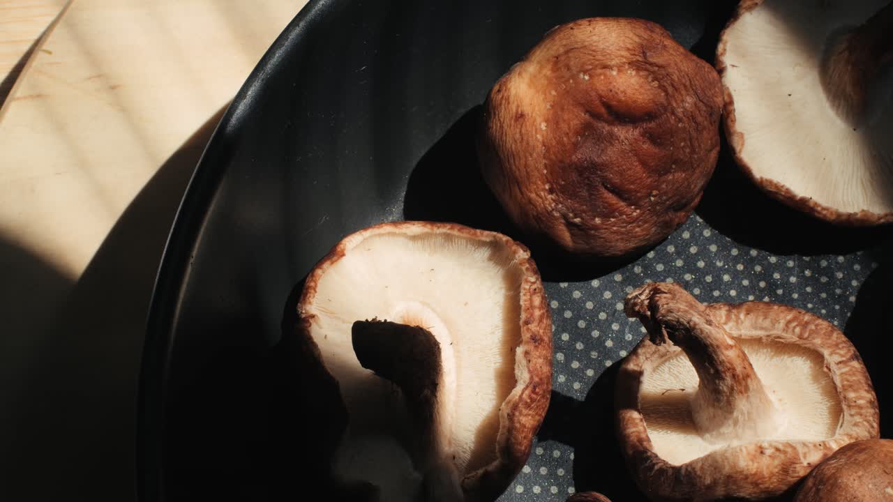 Shiitake Mushrooms in a Pan