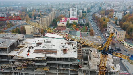 crane and building equipment. construction progress of new modern skyscraper in city