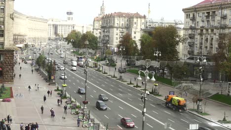 city street view with pedestrians and traffic