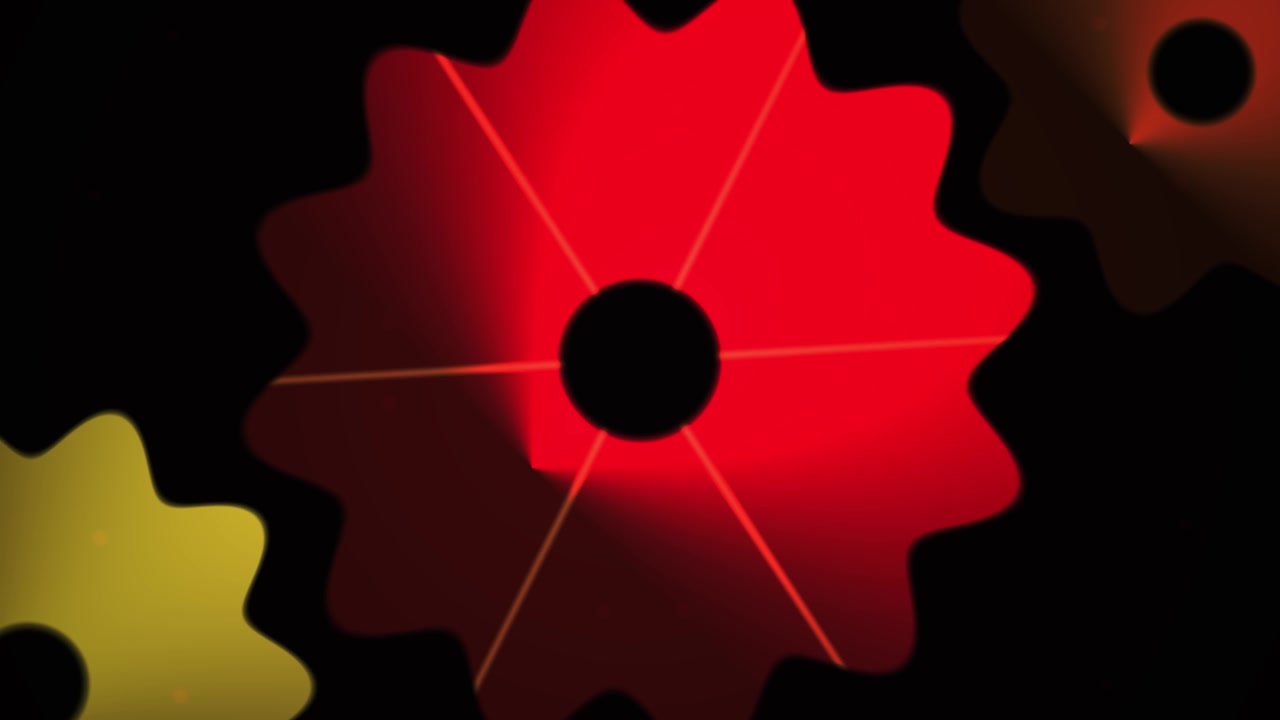 Abstract Animation of Rotating Red and Yellow Gears