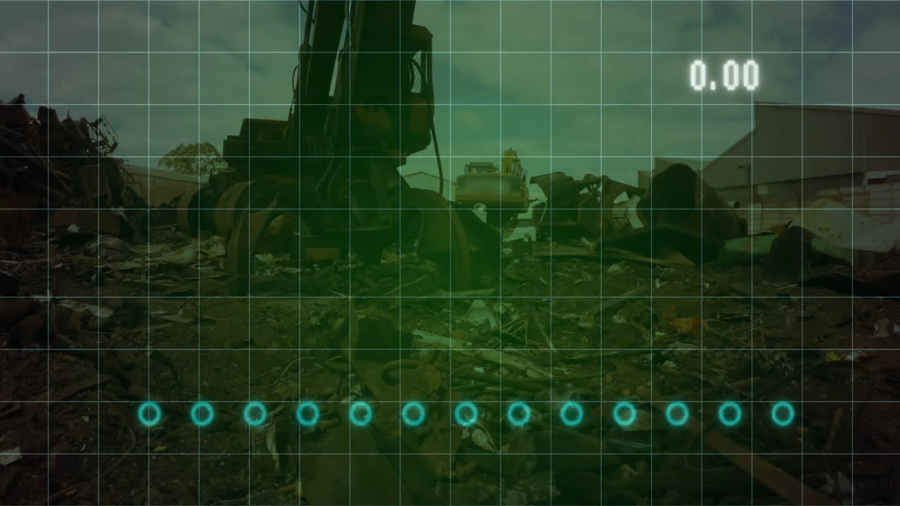 쓰레기 매립장 위에 금융 데이터 처리의 애니메이션