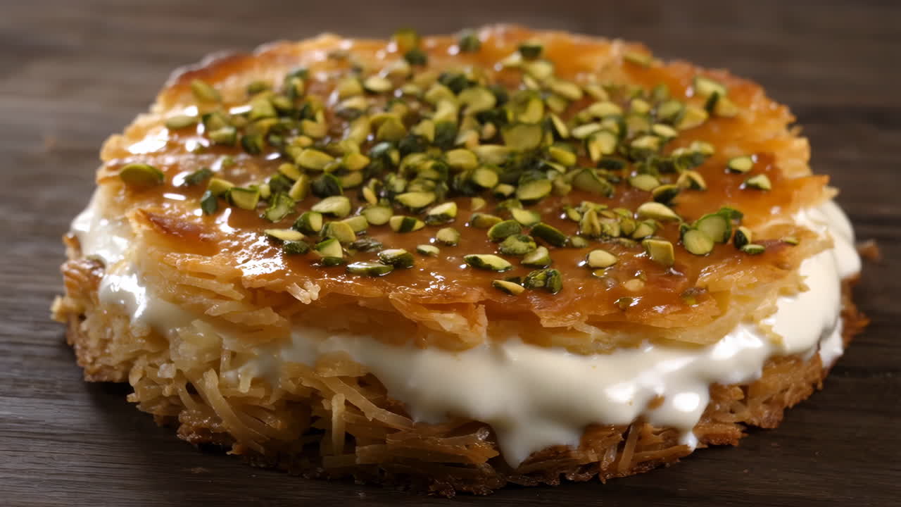 Kanafeh Dessert with Pistachios and Cream