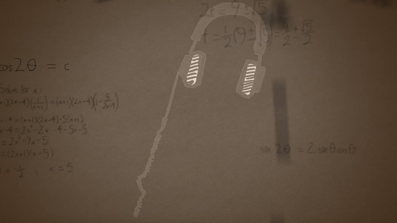 갈색 배경 위에 수학 수식의 애니메이션