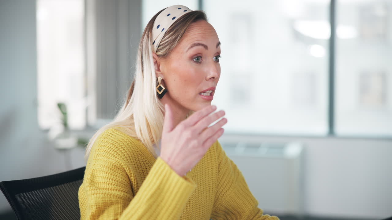 Business meeting with woman speaking