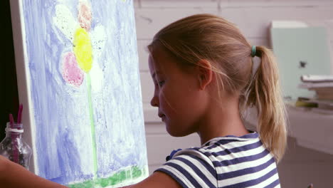 young girl working on painting in studio shot on r3d camera