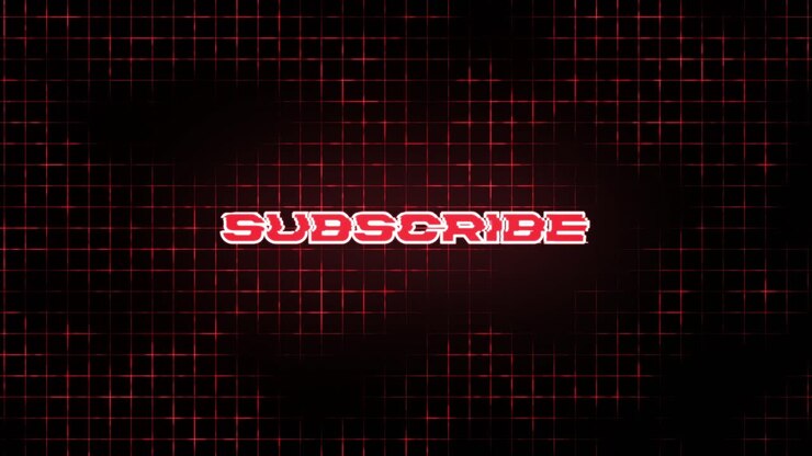 Red Glowing Subscribe Text Animation on Digital Grid Background